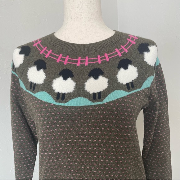 Talbots Sheep Yoke Raglan Crew Neck Pullover Sweater Size Small Petite Winter - Picture 3 of 11